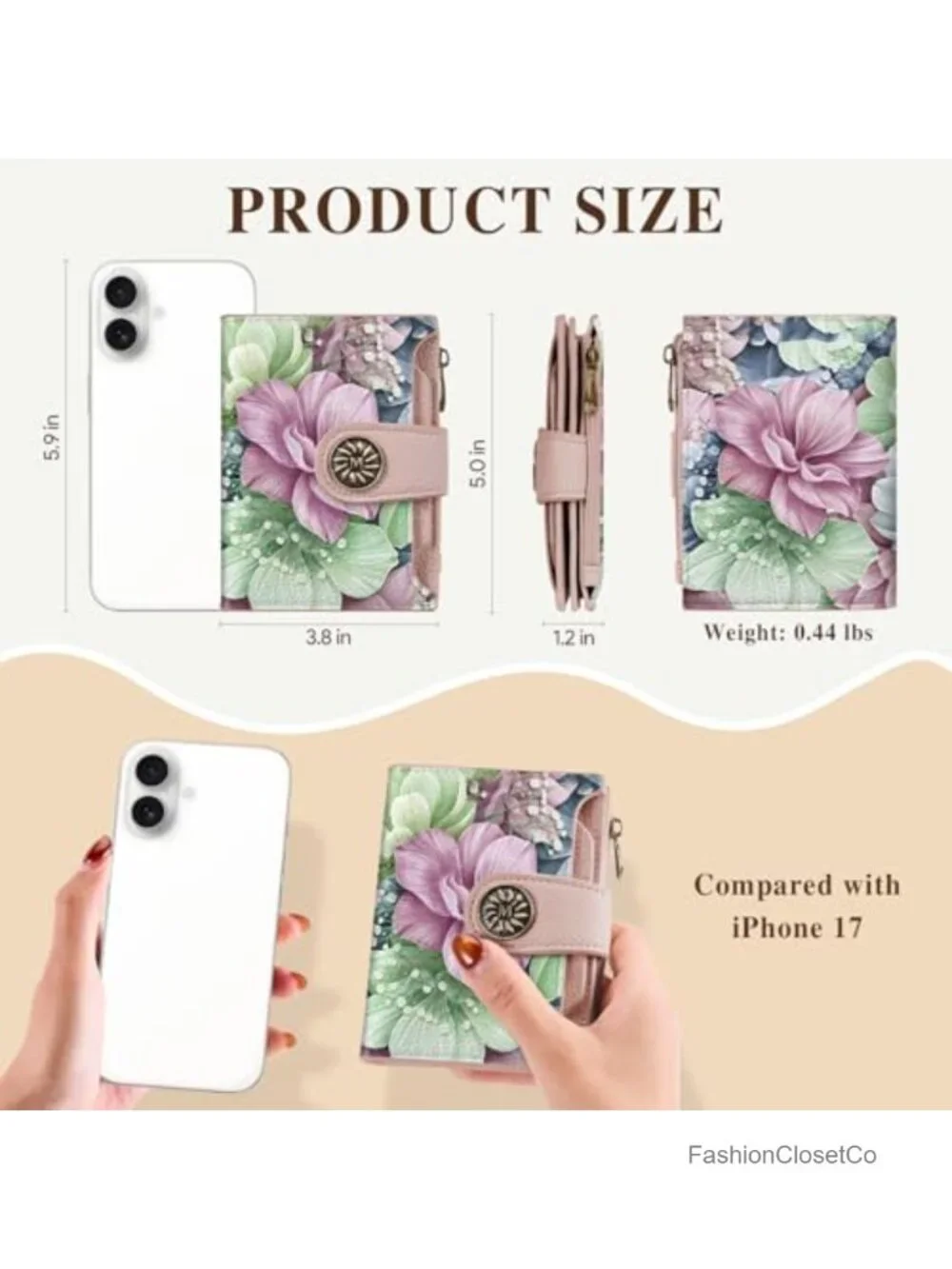 RFID Blocking Small Bifold Wallet Floral PU Leather Credit Card Holder